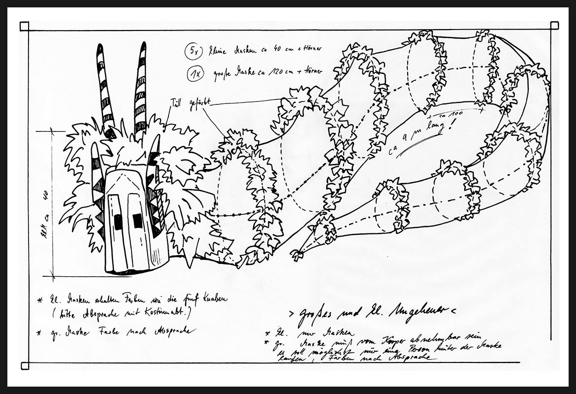 1996 Papageno spielt die Zauberflöte - Entwurf Großes Ungeheuer